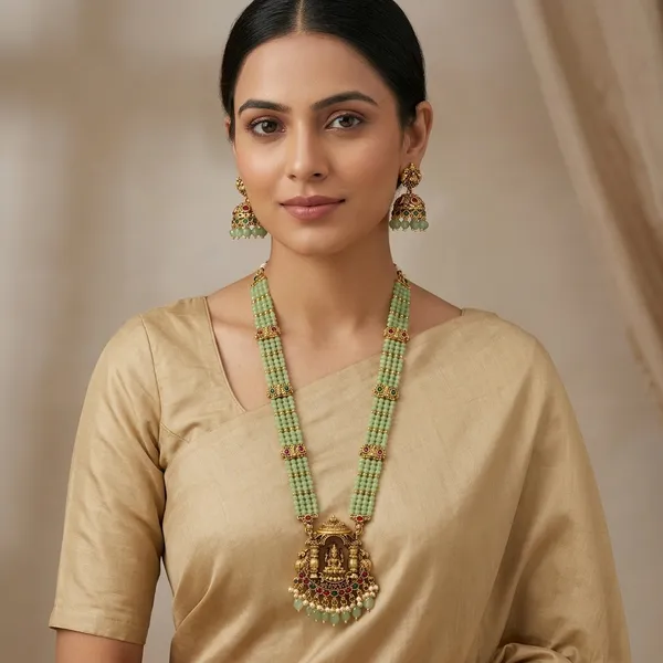Trending_New_Premium_Quality_Light_Green_Haram_With_Earrings