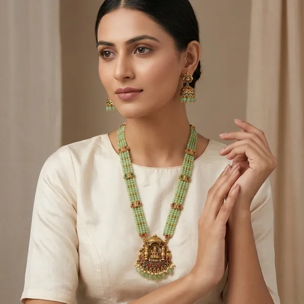 Trending_New_Premium_Quality_Light_Green_Haram_With_Earrings