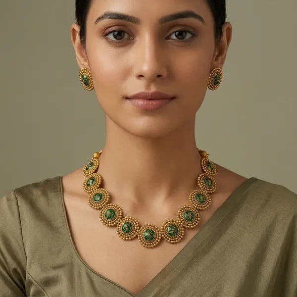 Trending_New_Premium_Quality_Beautiful_Green_Jewellery_With_Earrings