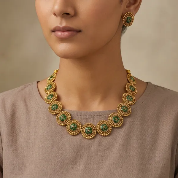 Trending_New_Premium_Quality_Beautiful_Green_Jewellery_With_Earrings