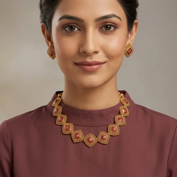 Red_Premium_Quality_New_Necklace_Trending_With_Earrings