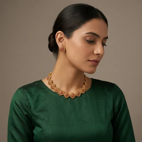 Red_Premium_Quality_New_Necklace_Trending_With_Earrings