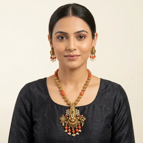 Trending_New_Premium_Quality_Venkateswara_Jewellery_Set_With_Earrings
