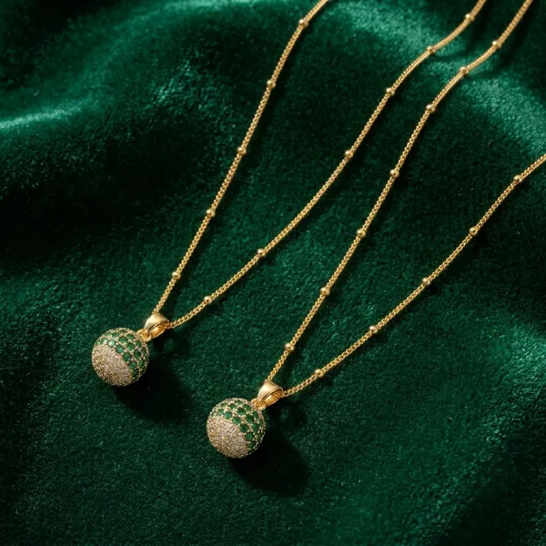 Trending_Premium_Quality_New_Green_Ball_Chain_Necklace_For_Women_Pack_Of_2