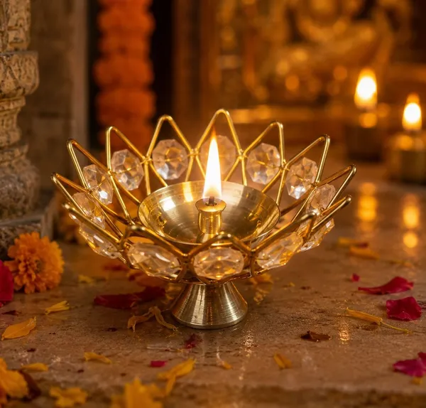 Rudrakashi_Metal_Crystal_Akhand_Diya_For_Home_Temple_3-2_Inch_Iron,_Steel_Table_Diya