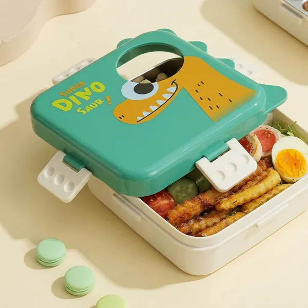 Green_And_Beige_Stainless_Steel_Dino_Shape_Lunch_Box_For_Kids
