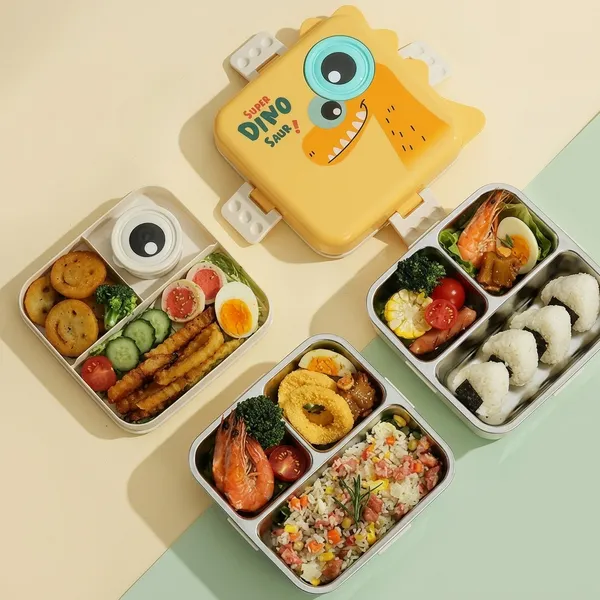 Yellow_And_Beige_Stainless_Steel_Dino_Shape_Lunch_Box_For_Kids