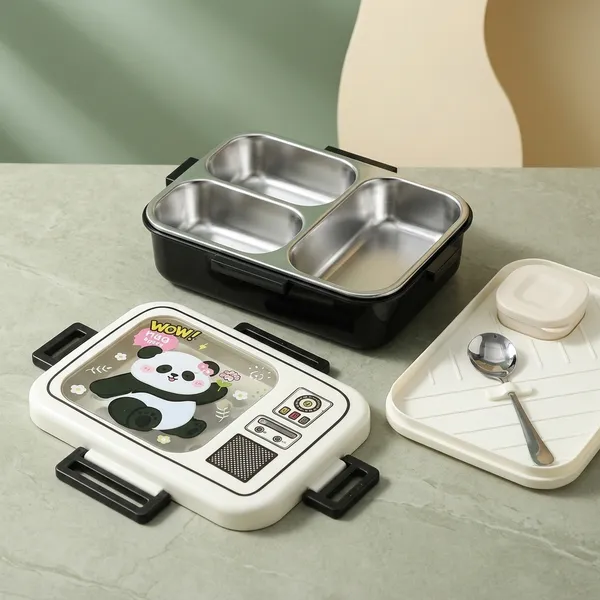 Black_Stainless_Steel_Retro_Style_Partitioned_Lunch_Box