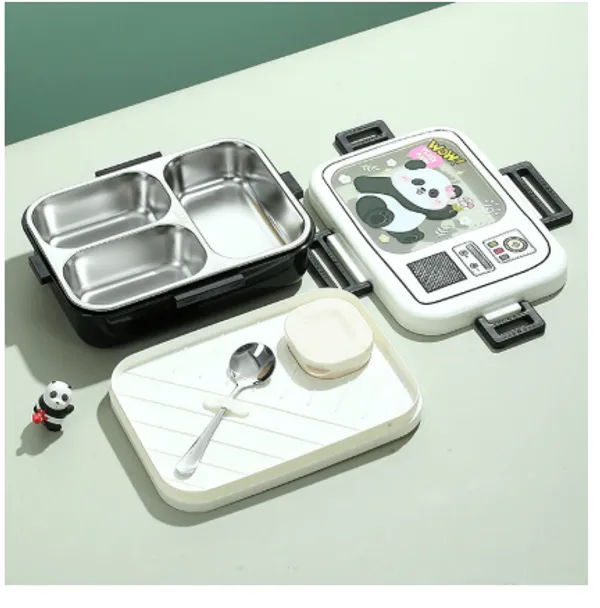 Black_Stainless_Steel_Retro_Style_Partitioned_Lunch_Box