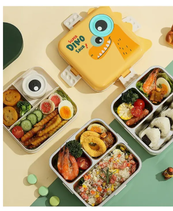 Yellow_And_Beige_Stainless_Steel_Dino_Shape_Lunch_Box_For_Kids