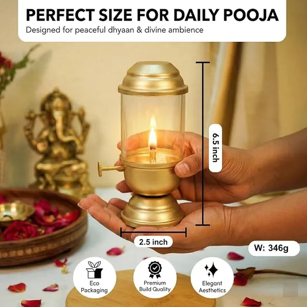 100%_Pure_Brass_Akhand_Diya_with_Adjustable_bati_Knob,_Wick_Lifting_Screw_Lever,_Glass_Cover_(Large_Size,_160_ml_Oil_Capacity,_Stay_Lit_Upto_24_Hours,_Diya_for_Pooja,Long_Burning_Oil_Lamp