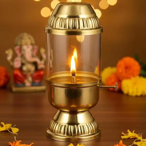 100%_Pure_Brass_Akhand_Diya_with_Adjustable_bati_Knob,_Wick_Lifting_Screw_Lever,_Glass_Cover_(Large_Size,_160_ml_Oil_Capacity,_Stay_Lit_Upto_24_Hours,_Diya_for_Pooja,Long_Burning_Oil_Lamp