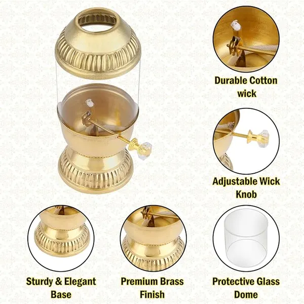 100%_Pure_Brass_Akhand_Diya_with_Adjustable_bati_Knob,_Wick_Lifting_Screw_Lever,_Glass_Cover_(Large_Size,_160_ml_Oil_Capacity,_Stay_Lit_Upto_24_Hours,_Diya_for_Pooja,Long_Burning_Oil_Lamp