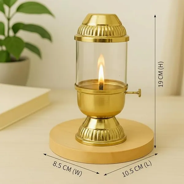 100%_Pure_Brass_Akhand_Diya_with_Adjustable_bati_Knob,_Wick_Lifting_Screw_Lever,_Glass_Cover_(Large_Size,_160_ml_Oil_Capacity,_Stay_Lit_Upto_24_Hours,_Diya_for_Pooja,Long_Burning_Oil_Lamp