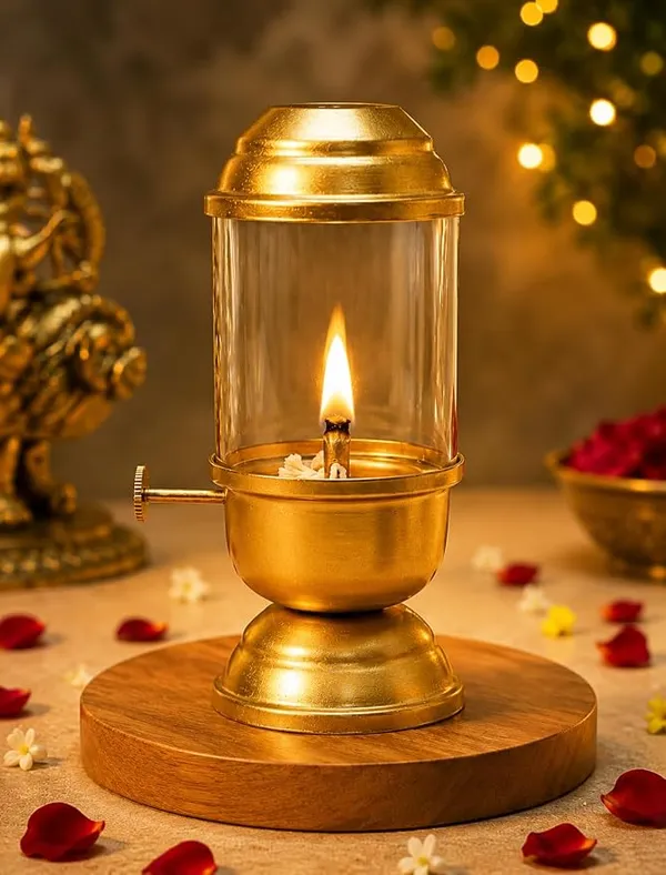 100%_Pure_Brass_Akhand_Diya_with_Adjustable_bati_Knob,_Wick_Lifting_Screw_Lever,_Glass_Cover_(Large_Size,_160_ml_Oil_Capacity,_Stay_Lit_Upto_24_Hours,_Diya_for_Pooja,Long_Burning_Oil_Lamp