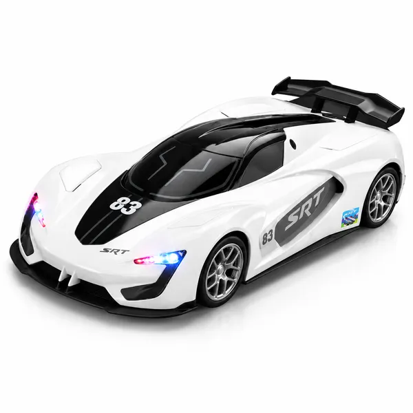 White_Remote_Control_Sports_Car_With_Black_Accents_For_Kids