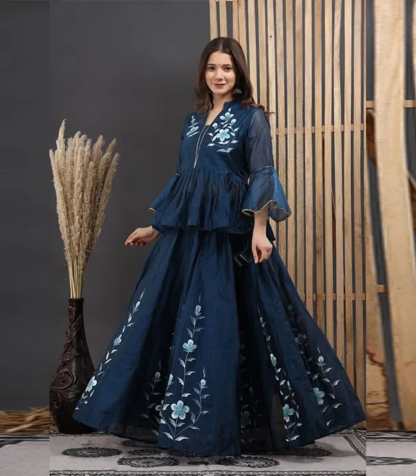 Navy_Blue_Floral_Print_Ethnic_Kurta_Set_With_Dupatta_For_Women