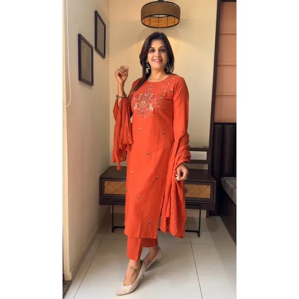 Orange_Embroidered_Straight_Kurta_Set_With_Dupatta_For_Women