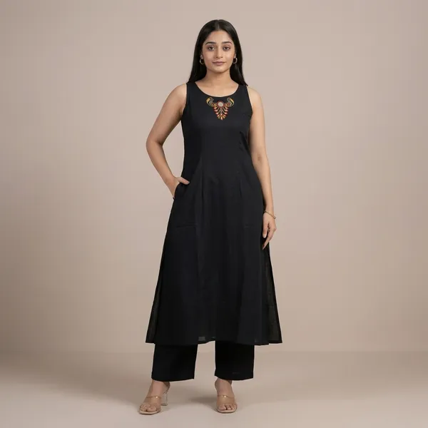 Black_Sleeveless_Embroidered_Kurta_Palazzo_Set_For_Women