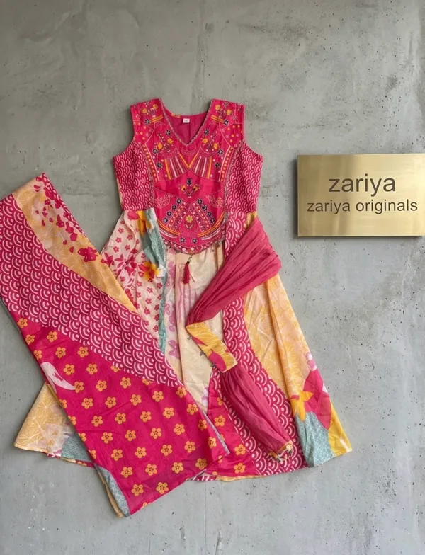 Pink_Embroidered_Sleeveless_Anarkali_Suit_With_Printed_Dupatta_For_Women