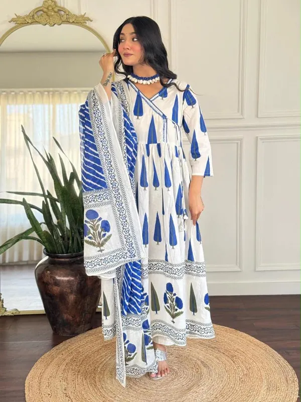 White_Cotton_Angrakha_Kurta_with_Dupatta_for_Women