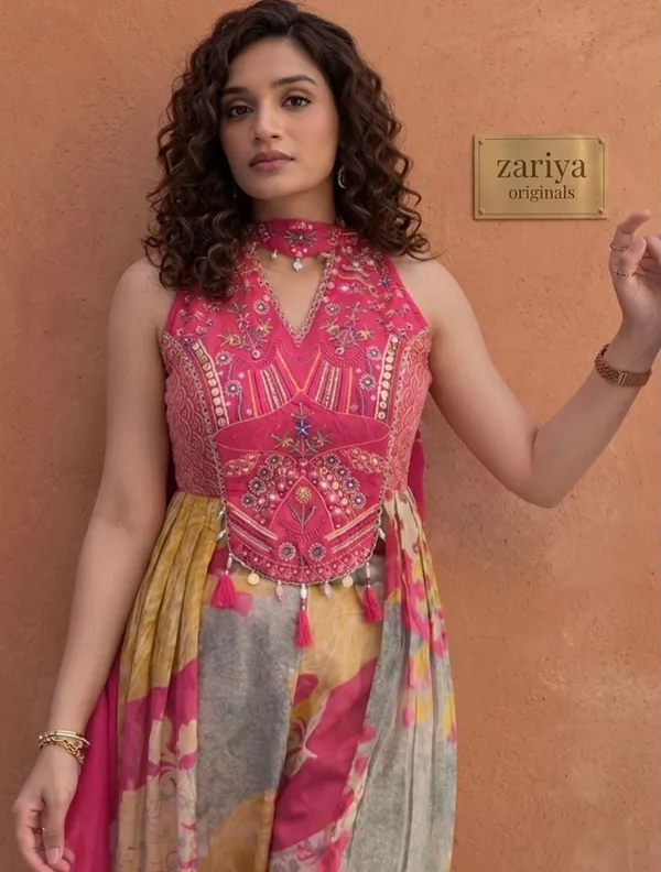 Pink_Embroidered_Sleeveless_Anarkali_Suit_With_Printed_Dupatta_For_Women