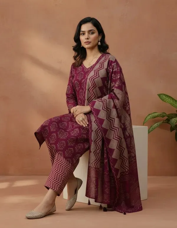 Maroon_Printed_Straight_Kurta_Palazzo_Set_with_Dupatta_for_Women