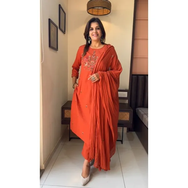 Orange_Embroidered_Straight_Kurta_Set_With_Dupatta_For_Women