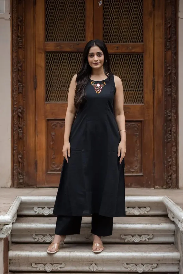 Black_Sleeveless_Embroidered_Kurta_Palazzo_Set_For_Women