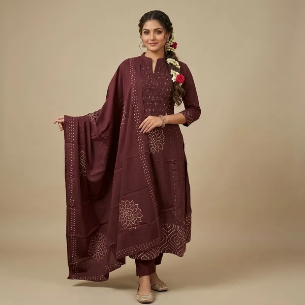 Maroon_Embroidered_Straight_Kurta_Set_For_Women