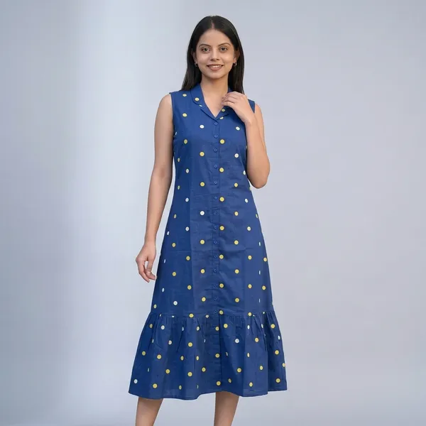 Blue_Polka_Dot_Sleeveless_Midi_Dress_For_Women