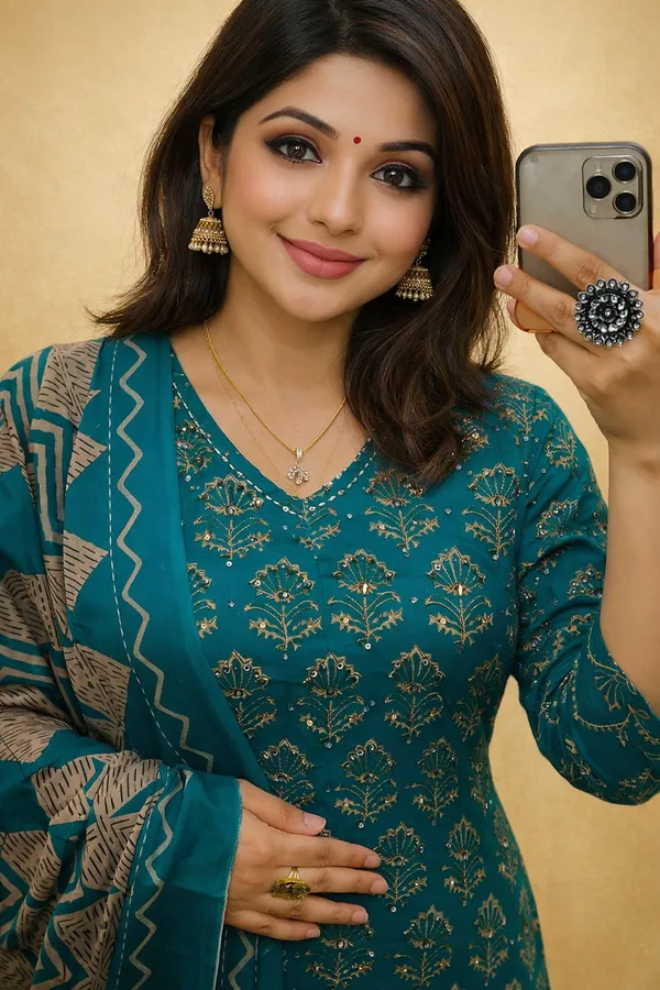 Teal_Cotton_Floral_Print_Kurta_Set_with_Dupatta_for_Women