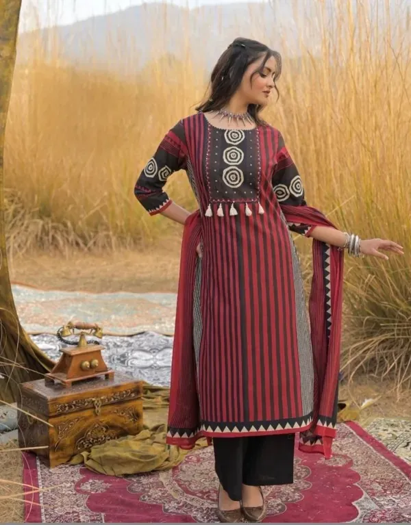 Maroon_And_Black_Printed_Straight_Kurta_with_Palazzo_and_Dupatta_Set_for_Women