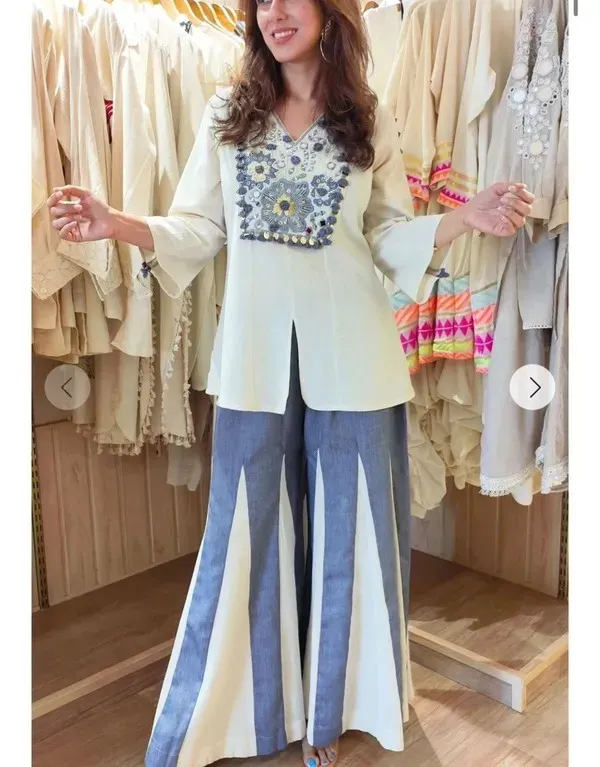 Cream_Cotton_Embroidered_Top_with_Striped_Palazzo_Set_for_Women