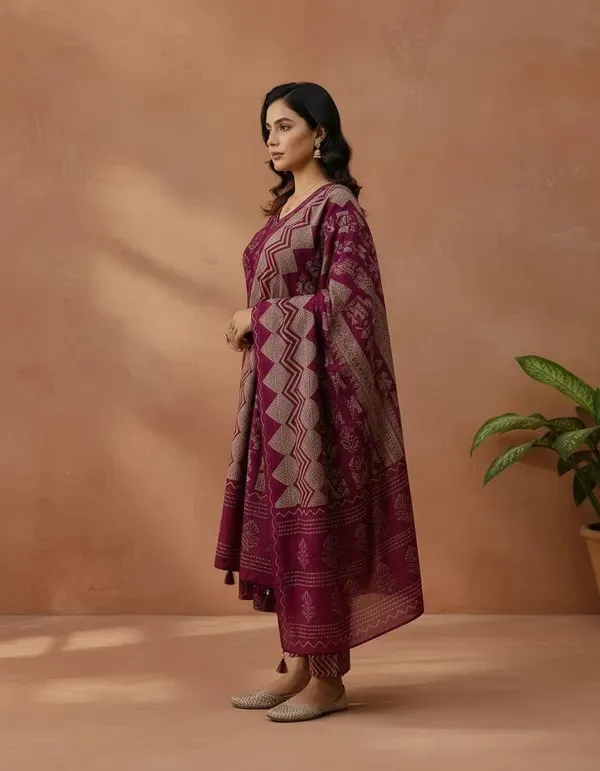 Maroon_Printed_Cotton_Straight_Kurta_with_Palazzo_and_Dupatta_for_Women