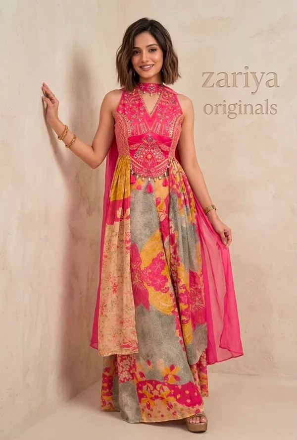 Pink_Embroidered_Sleeveless_Anarkali_Suit_With_Printed_Dupatta_For_Women