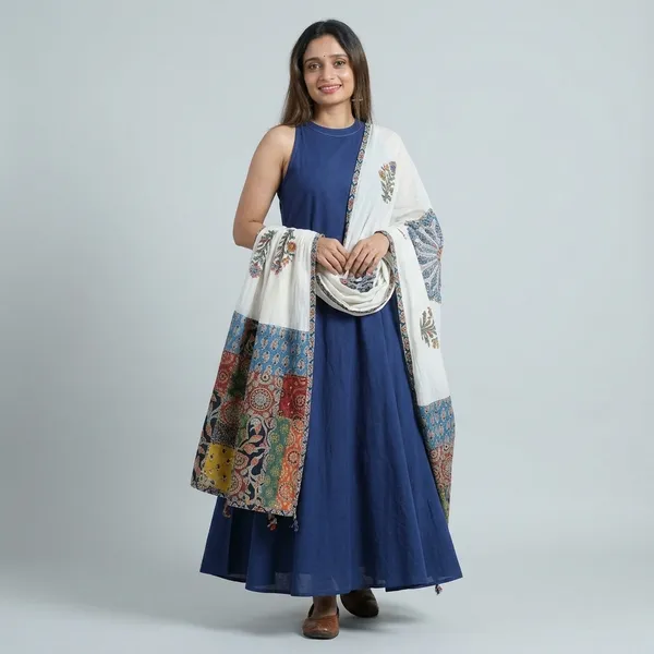 Blue_Cotton_Sleeveless_Anarkali_Kurta_With_Printed_Dupatta_For_Women