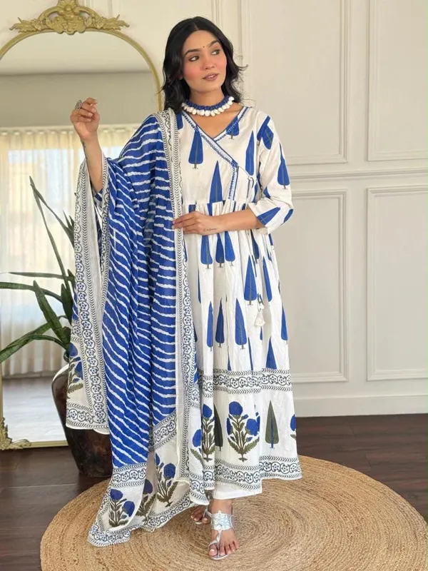 White_Cotton_Angrakha_Kurta_with_Dupatta_for_Women