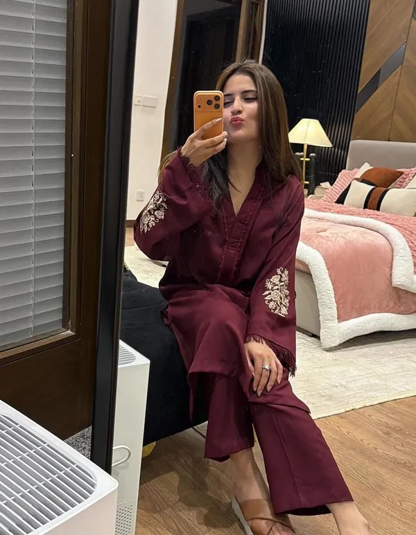 Maroon_Cotton_Embroidered_Kurta_Pajama_Set_For_Women