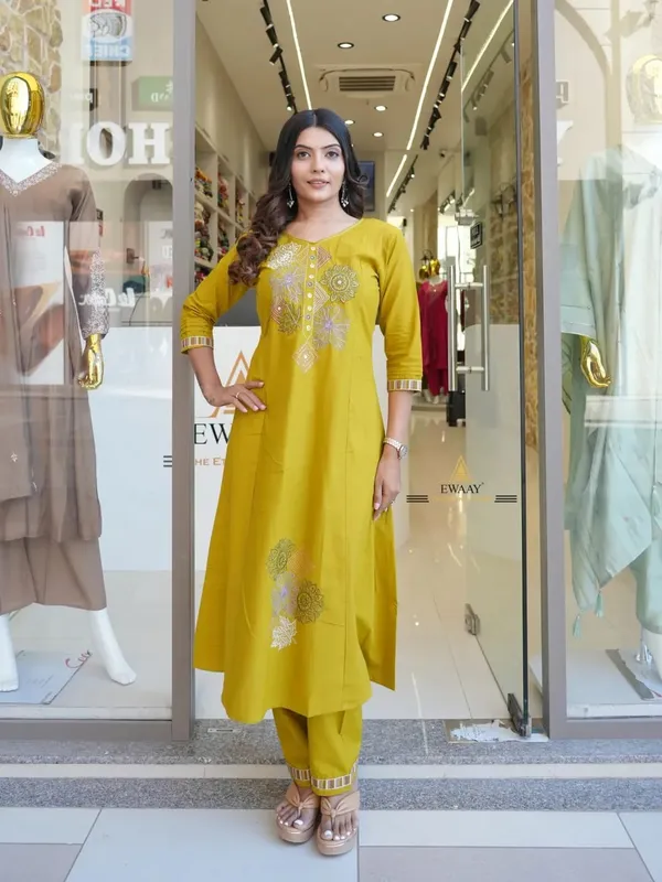Mustard_Yellow_Embroidered_Kurta_Set_For_Women
