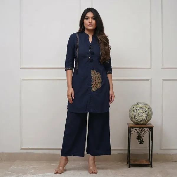 Navy_Blue_Embroidered_Kurta_Palazzo_Set_For_Women