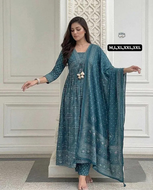 Teal_Printed_Anarkali_Kurta_Palazzo_Set_With_Dupatta_For_Women