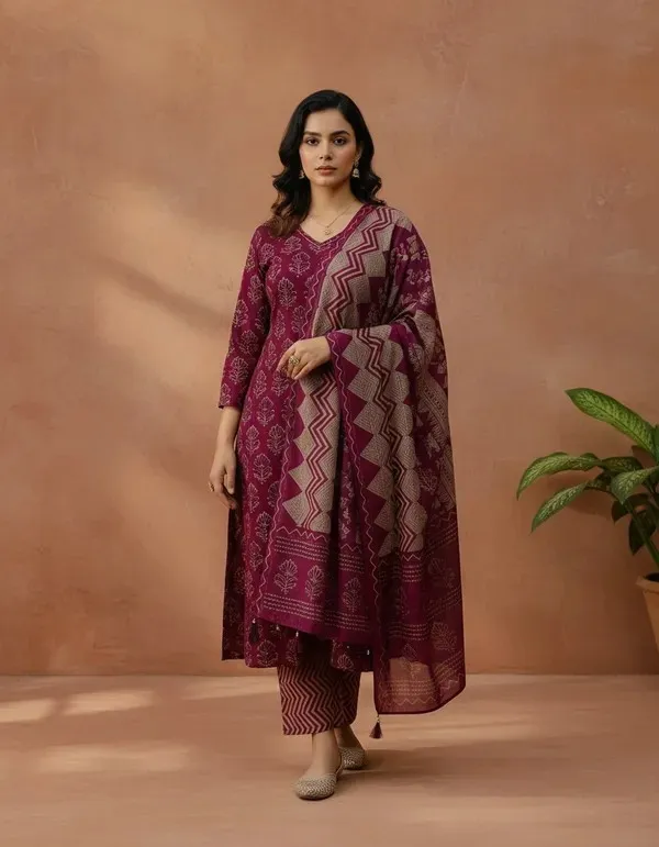 Maroon_Printed_Straight_Kurta_Palazzo_Set_with_Dupatta_for_Women