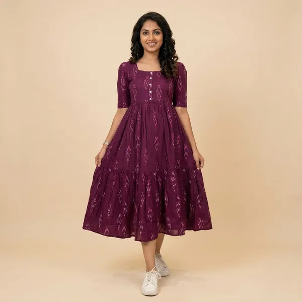 Purple_Cotton_Printed_Fit_And_Flare_Midi_Dress_For_Women