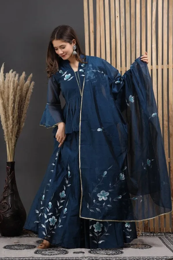 Navy_Blue_Floral_Print_Ethnic_Kurta_Set_With_Dupatta_For_Women