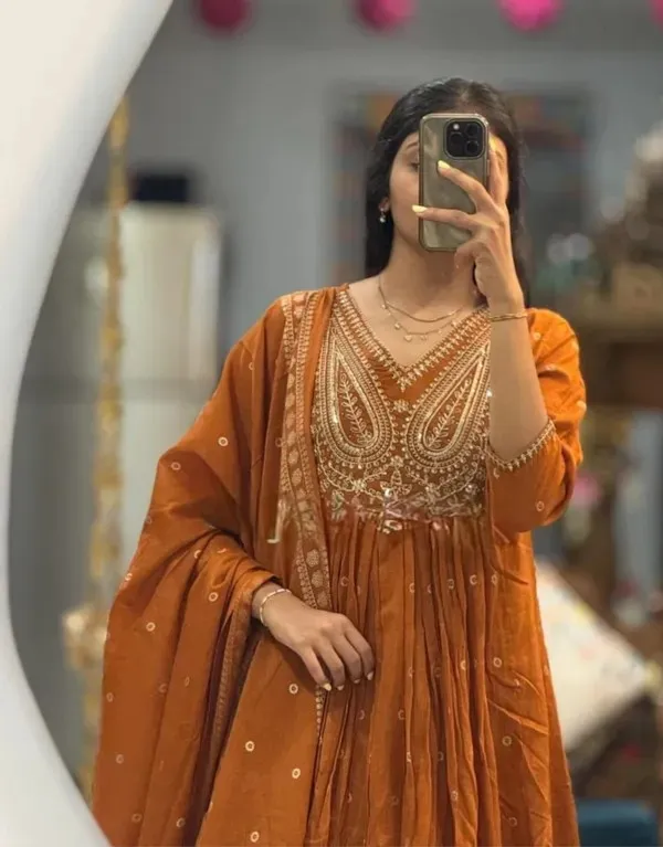 Rust_Orange_Embroidered_Anarkali_Kurta_With_Dupatta_for_Women