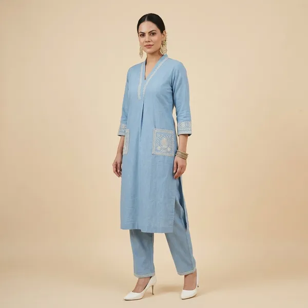 Sky_Blue_Embroidered_Kurta_Set_For_Women