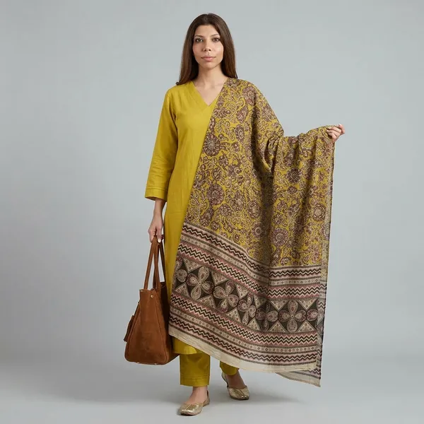 Yellow_Cotton_Kurta_Set_With_Printed_Dupatta_For_Women