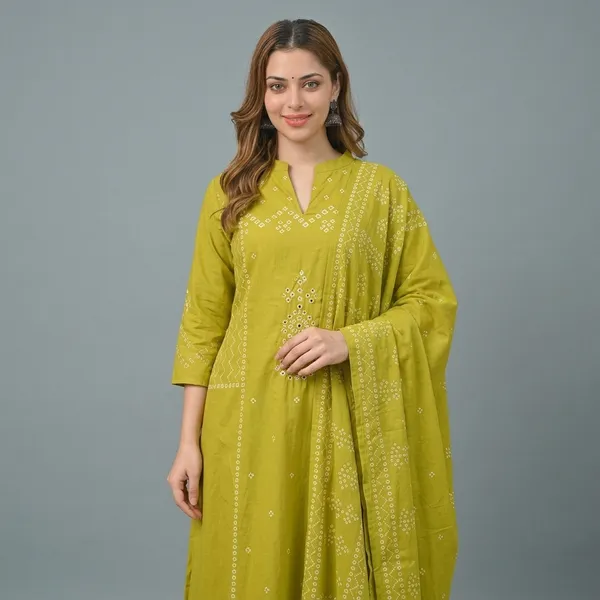 Olive_Green_Embroidered_Cotton_Kurta_Set_With_Dupatta_For_Women
