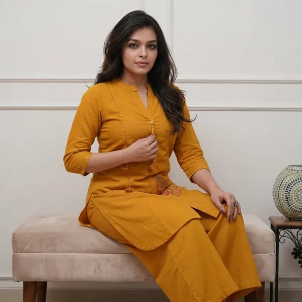Mustard_Cotton_Straight_Kurta_With_Palazzo_Set_For_Women